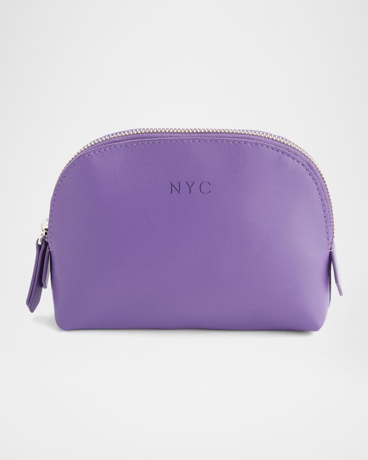 Monogrammed Compact Leather Cosmetic Bag