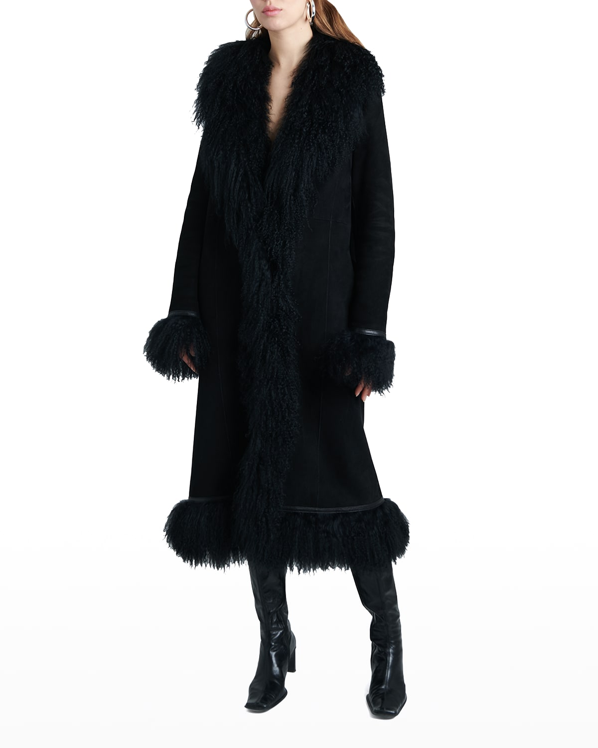 long black shearling coat