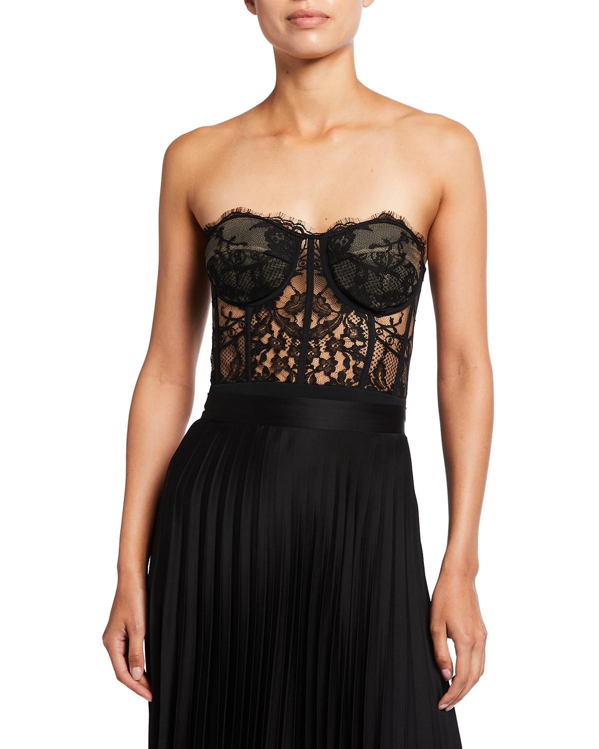 McQueen Strapless Lace Bustier Top