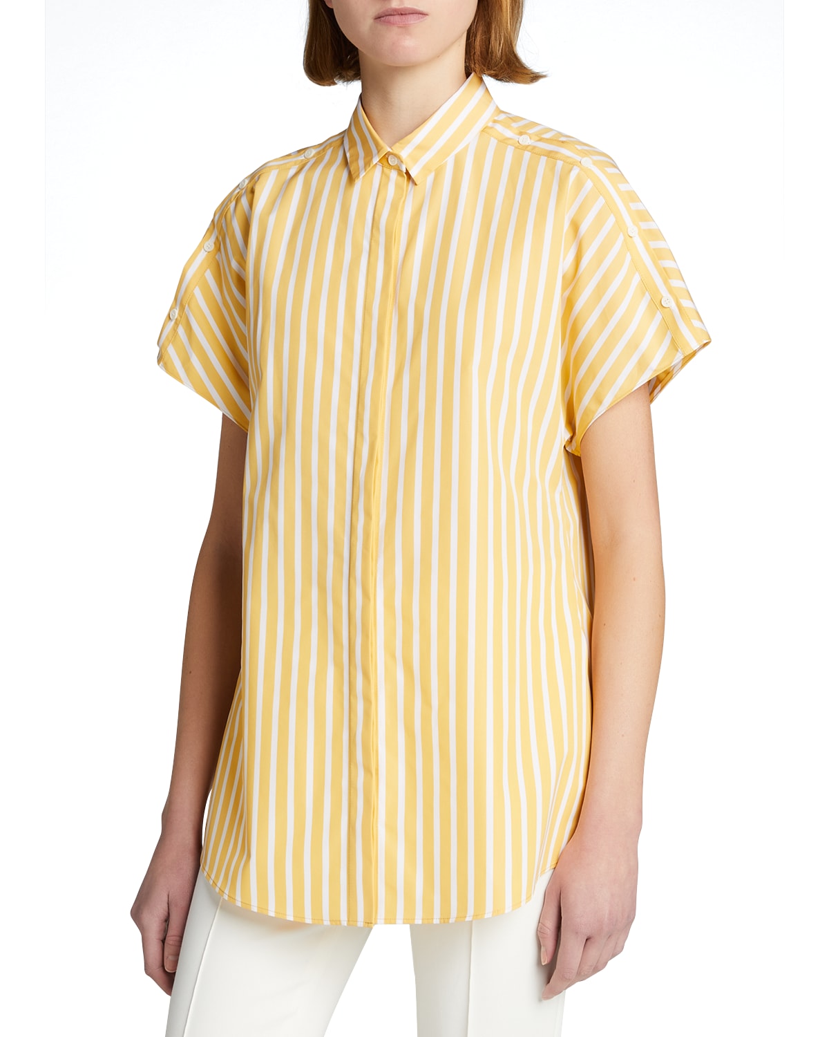 Akris punto Striped Cotton Kimono Blouse