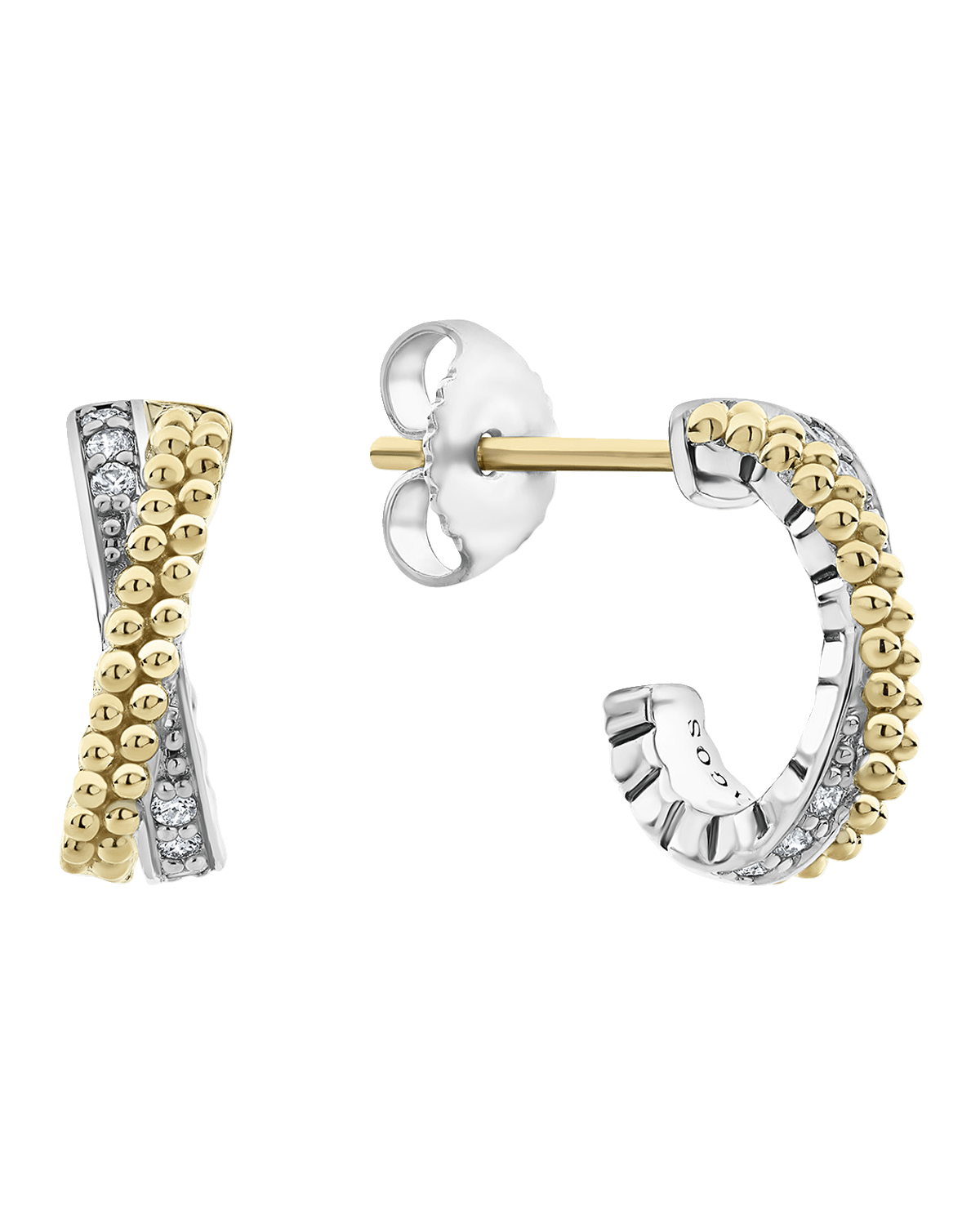 LAGOS Caviar Lux Two-Tone Small X Diamond Earrings
