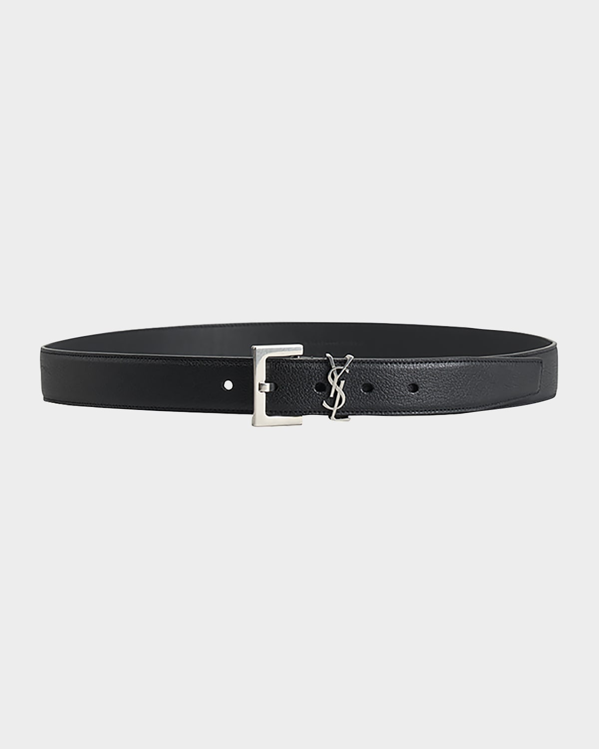 Saint Laurent Golden YSL Monogram CrocEmbossed Leather Belt Neiman Marcus