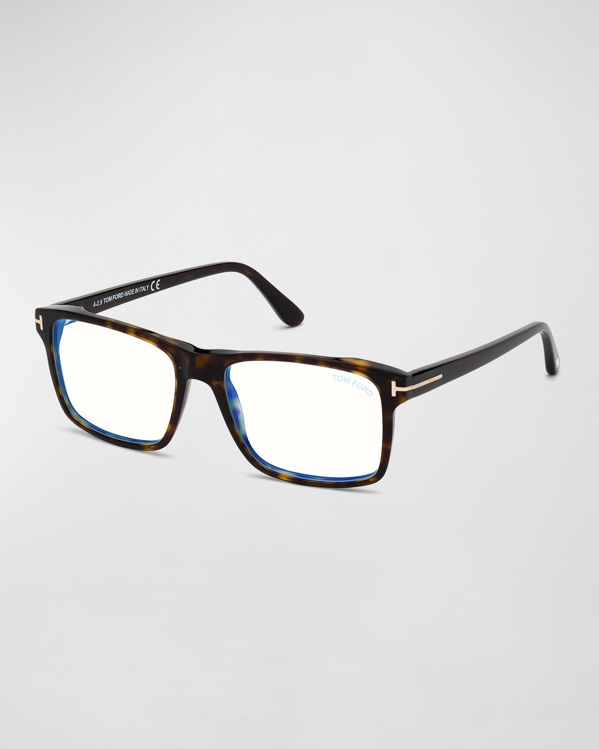 TOM FORD Men's Square Havana Acetate Optical Glasses Neiman Marcus