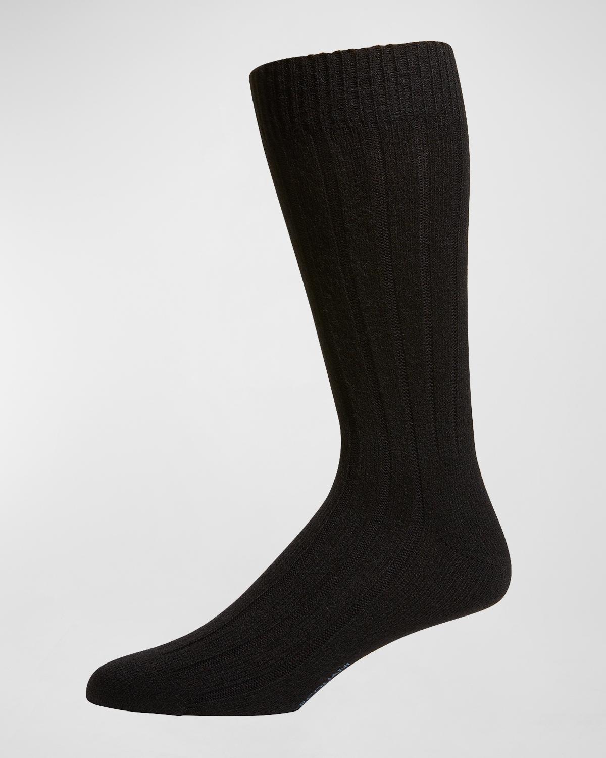 Marcoliani Men's Ribbed Cashmere Dress Socks