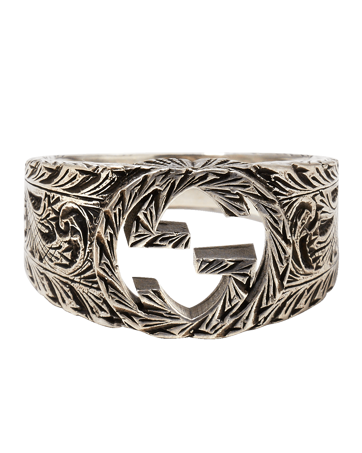 Gucci Men's Interlocking GG Sterling Silver Paisley Ring, Size 11.5