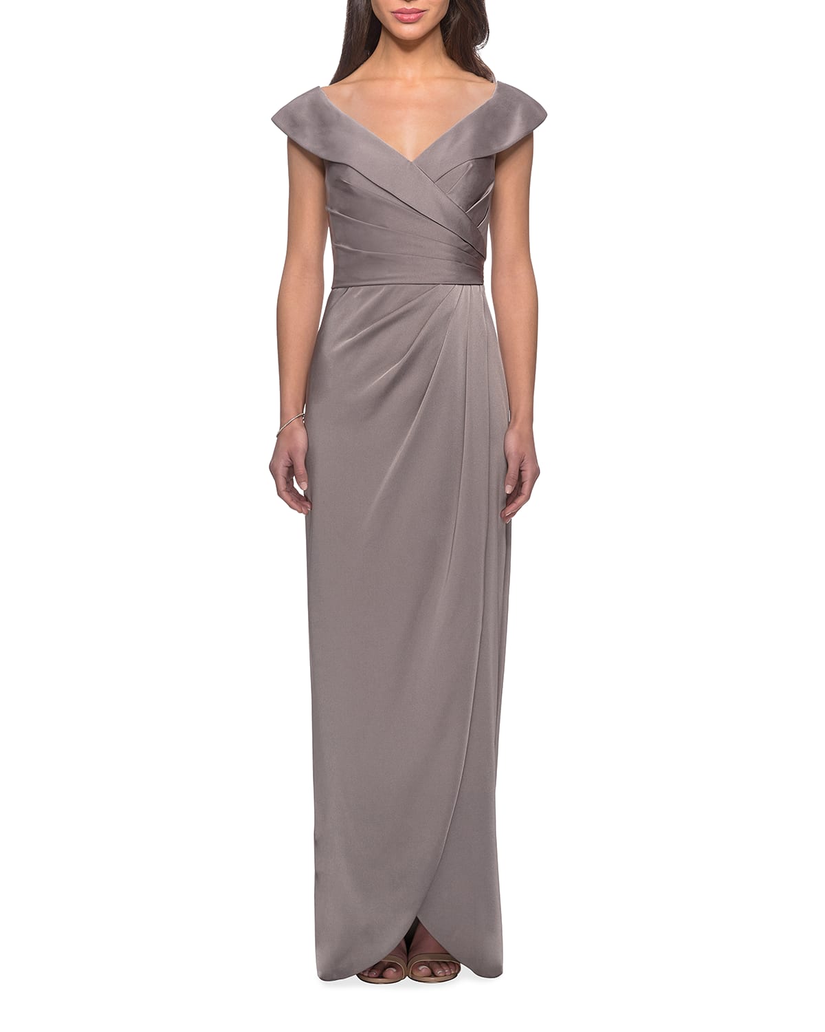 strapless ruched soft jersey gown la femme