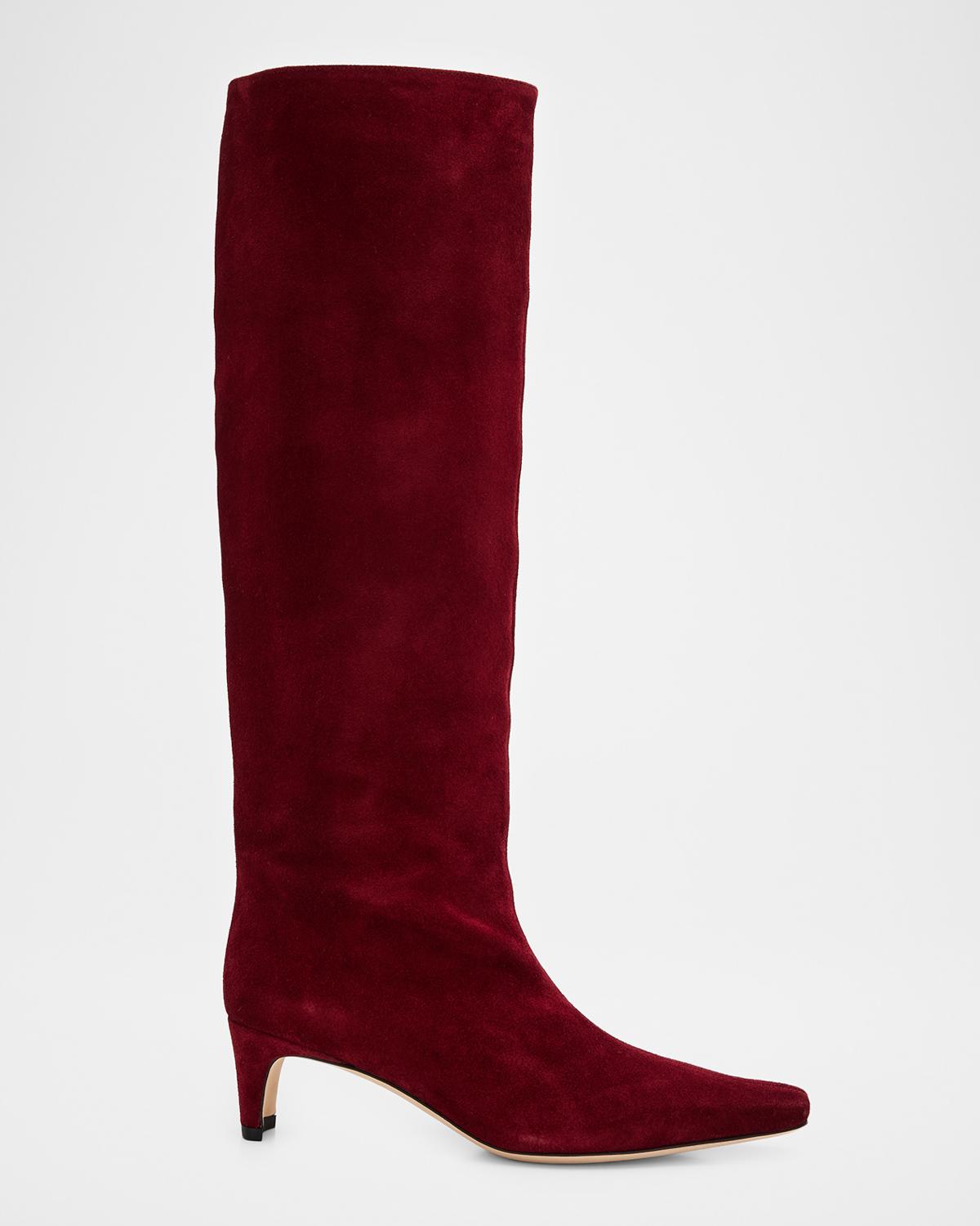 STAUD Wally Suede Knee-High Boots