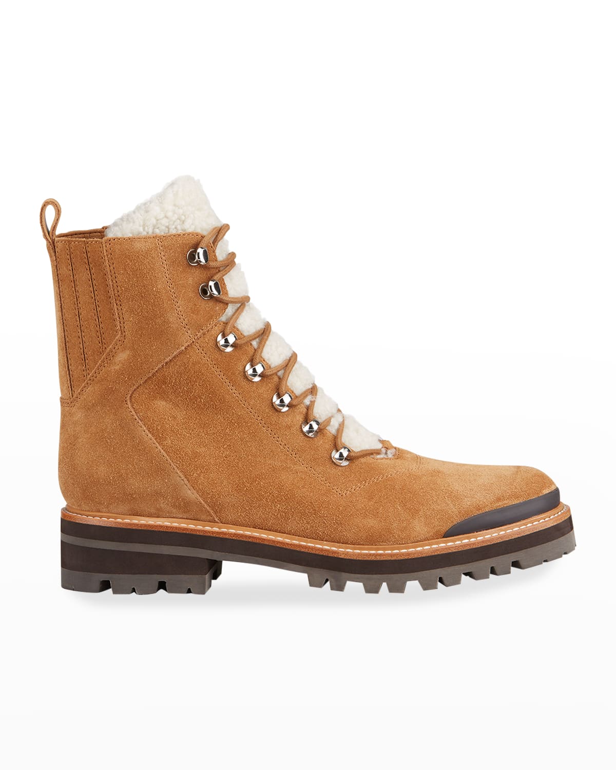 izzie genuine shearling lace-up boot cognac