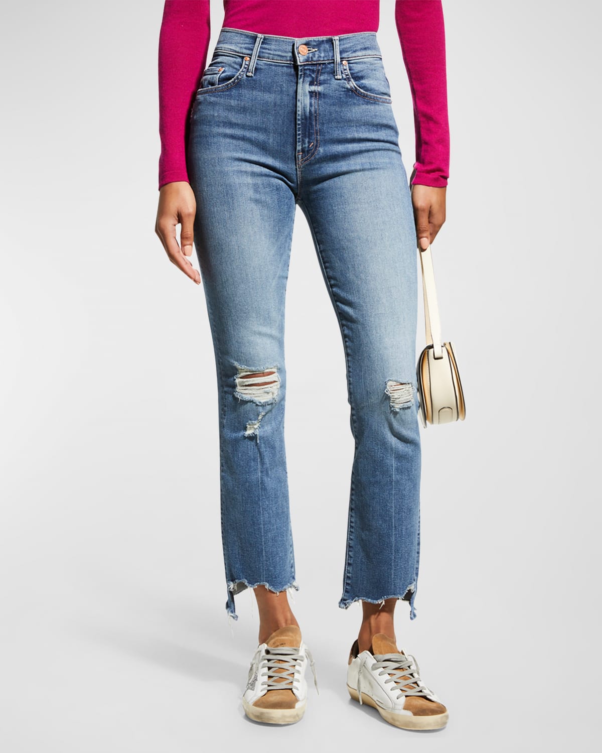 MOTHER The Insider Crop Step Chewed-Hem Jeans | Neiman Marcus