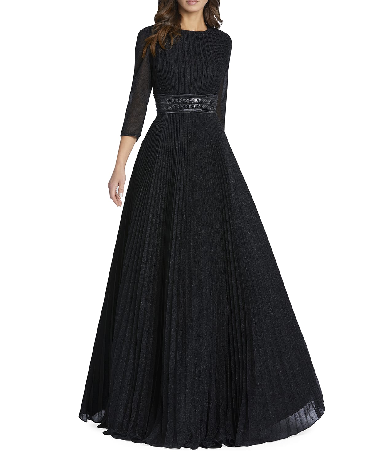 pleated long gown