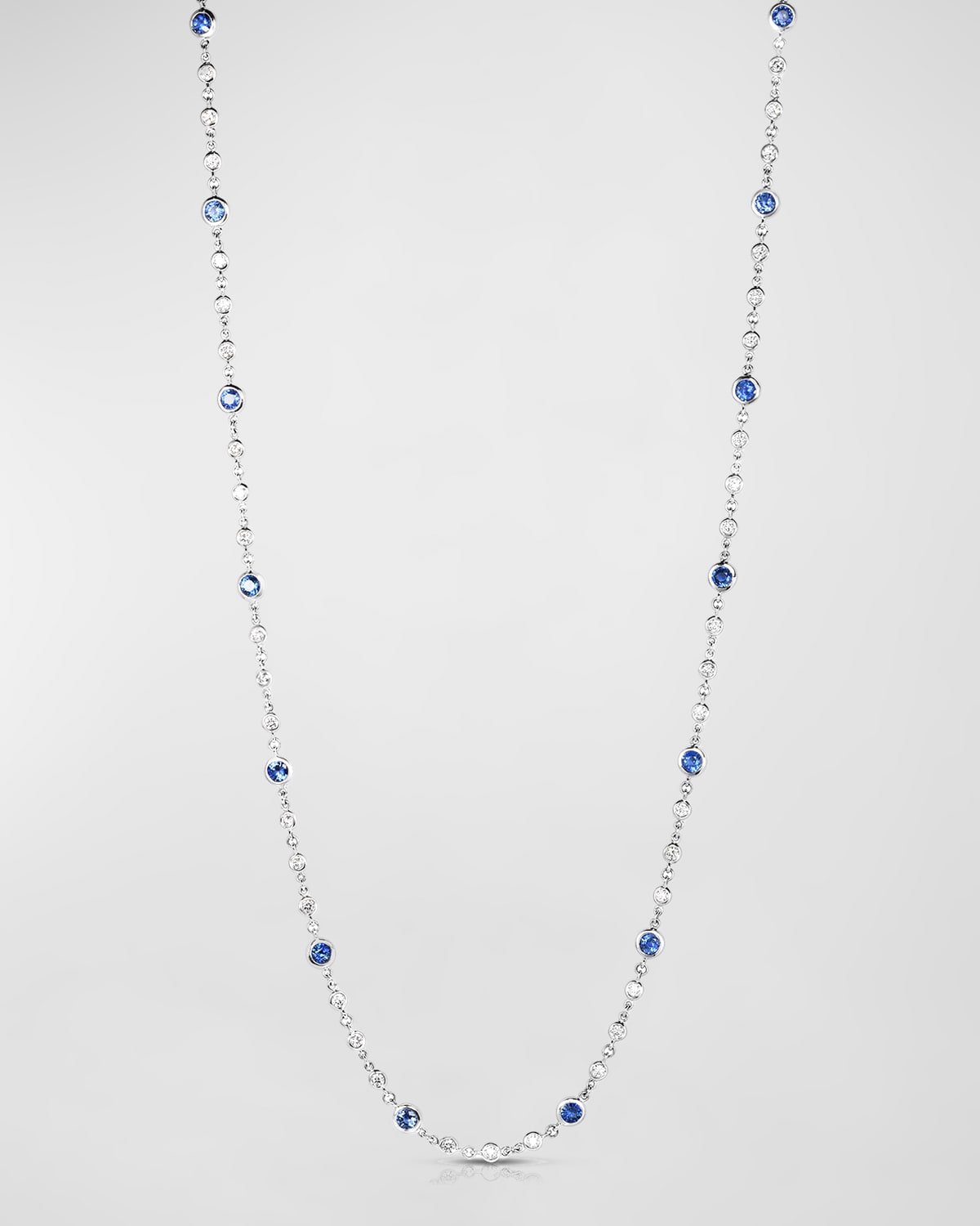 Roberto Coin 18k White Gold Sapphire and Diamond Long Necklace, 42"L