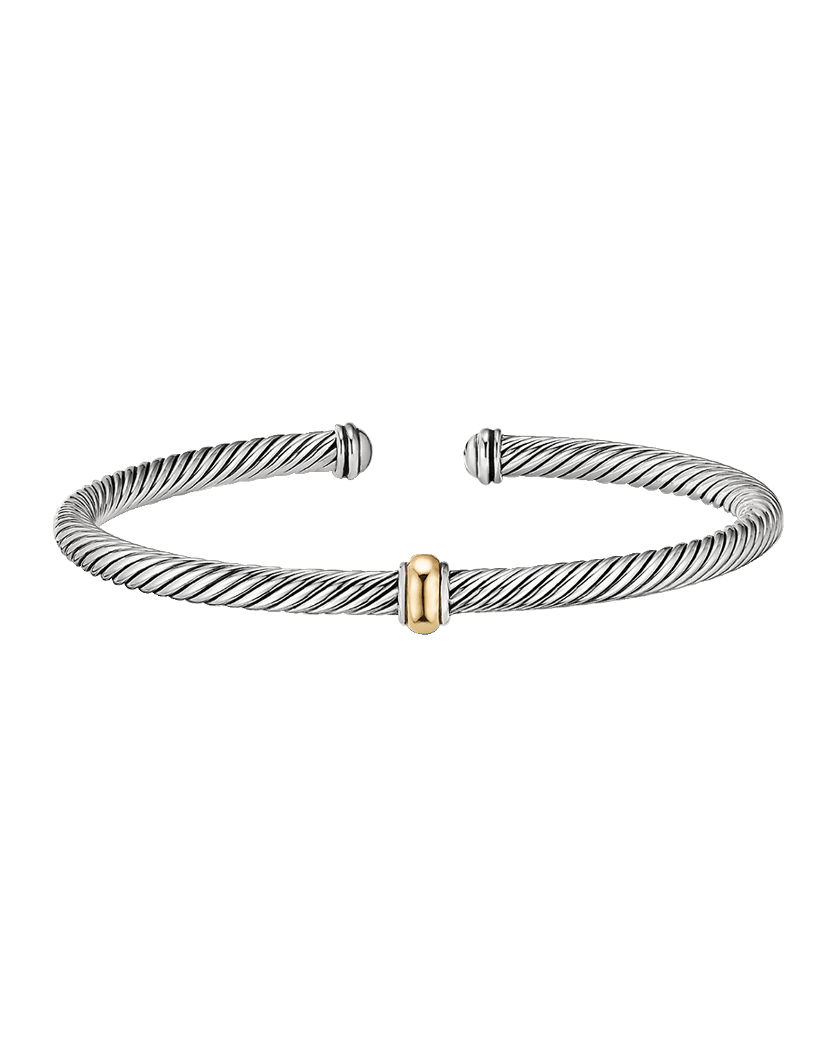 David Yurman Cable Station Bracelet in Silver with 18K Gold, 4mm