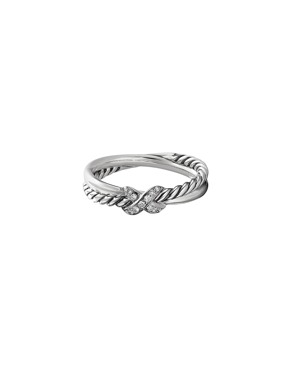 David Yurman Cable Collectibles Stack Ring with Diamonds in 18K Gold, 2mm Neiman Marcus