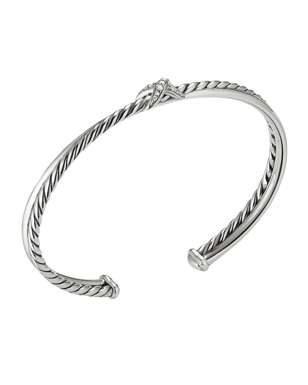 David Yurman Petite X Center Station Bracelet with Pave Diamonds