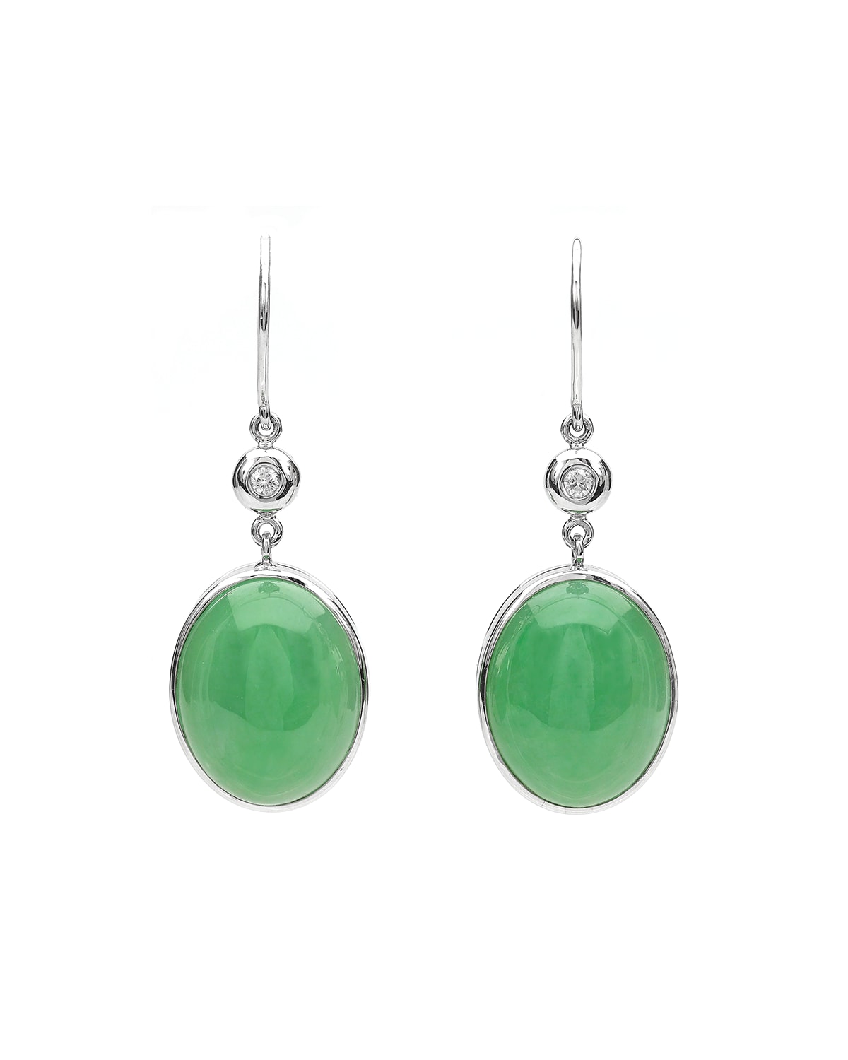 Drop 2.5 cms Green twisted glass oval beaded earrings