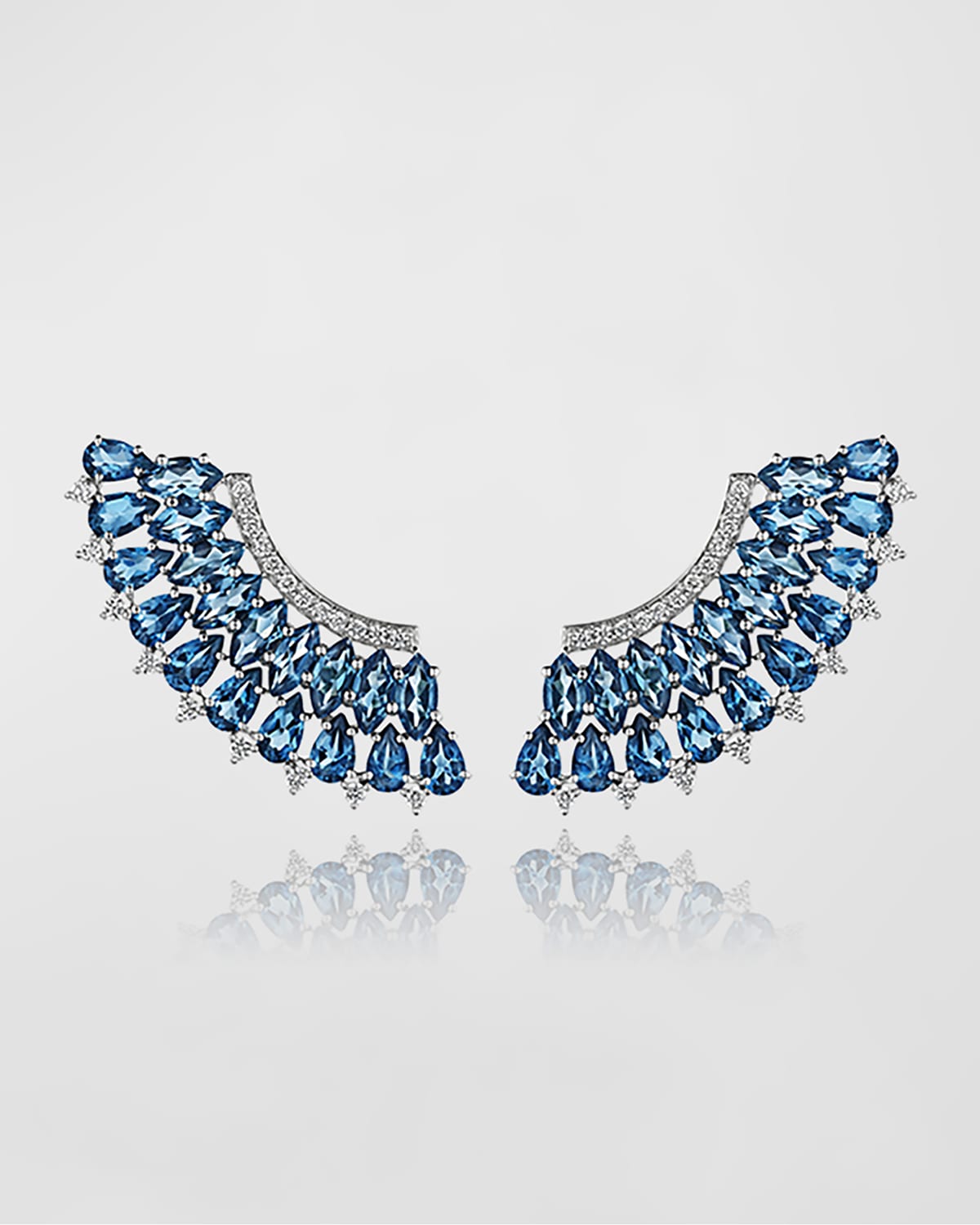 Hueb Mirage 18k White Gold Blue Topaz and Diamond Pave Earrings
