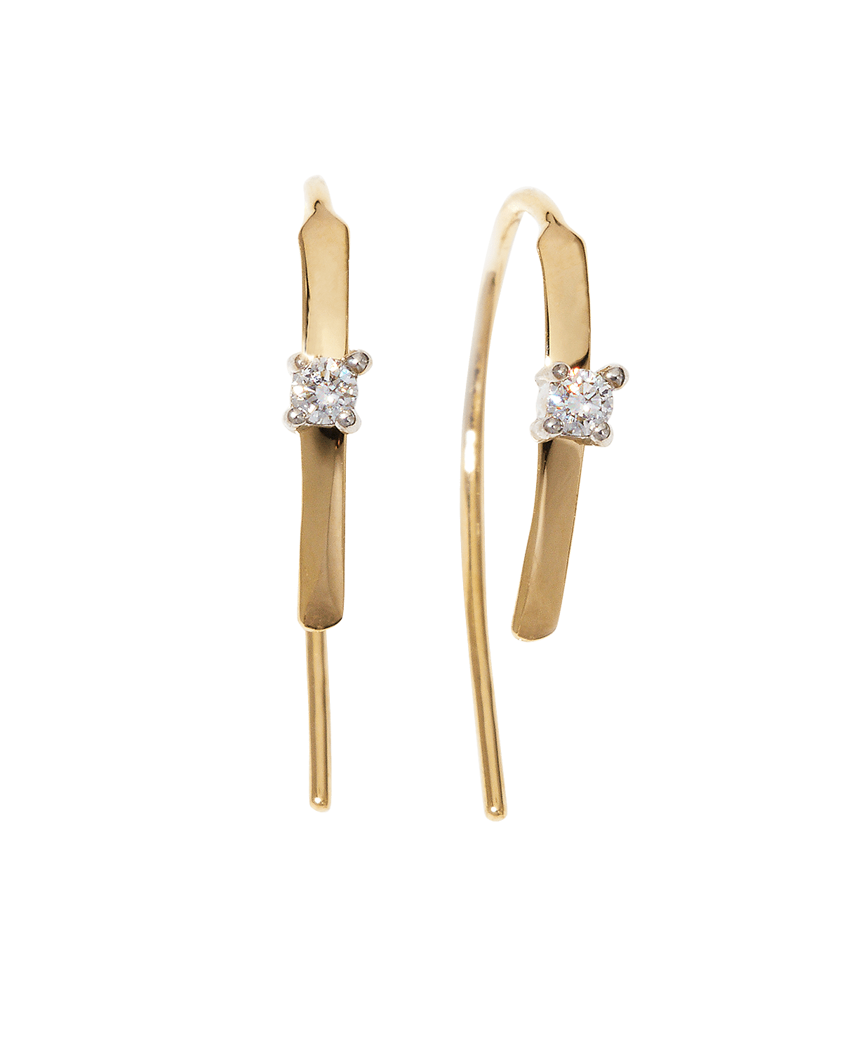 LANA Mini Flat Hooked on Hoop Earrings with Diamonds, 15mm