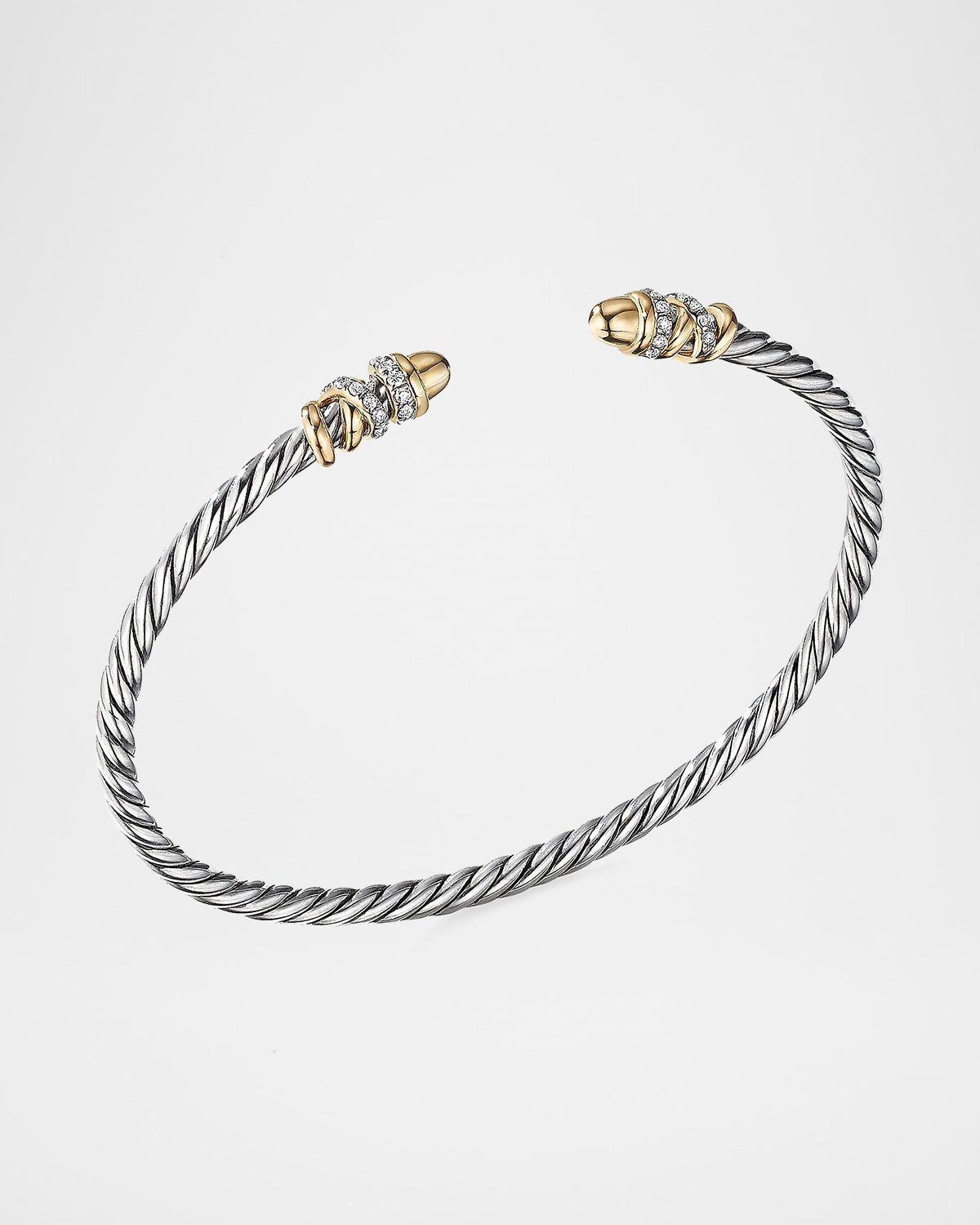 David Yurman 3mm Petite Helena Bracelet with Diamonds and 18K Gold in Silver