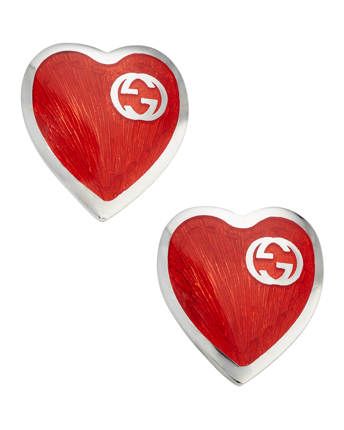 Gucci Enamel Heart Stud Earrings