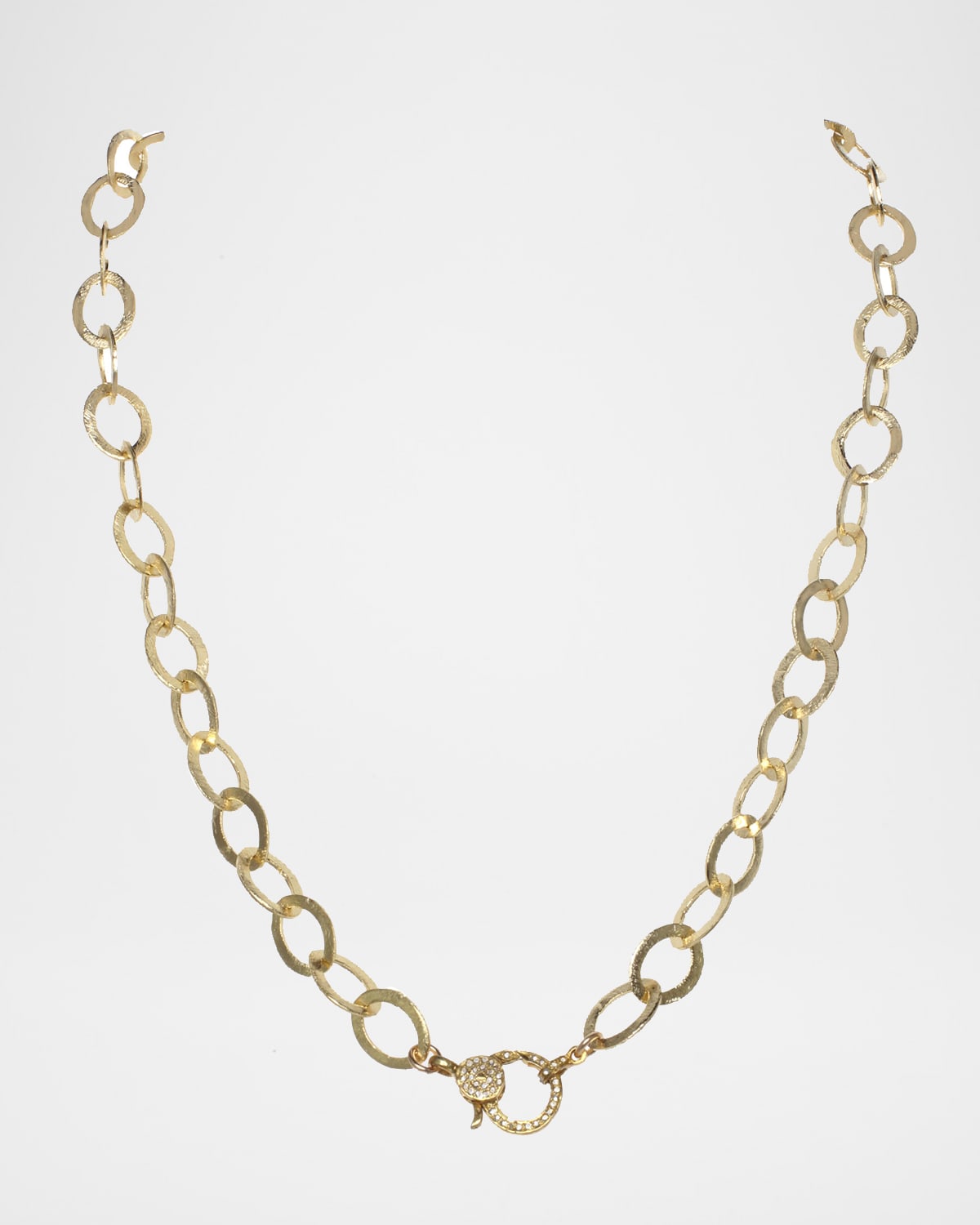 Margo Morrison Matte Vermeil and Sterling Silver Flat Chain Necklace with Diamond Clasp