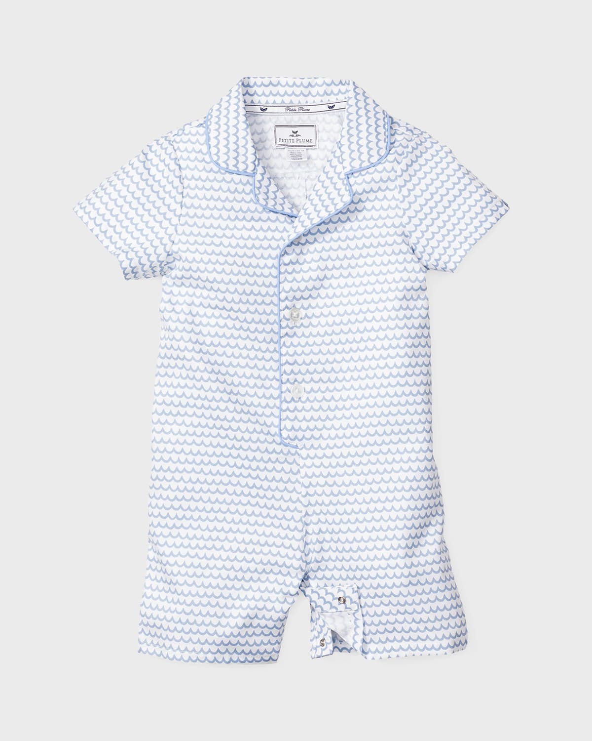 Petite Plume Kid's La Mer Short-Sleeve Classic Playsuit, Size 0-24M