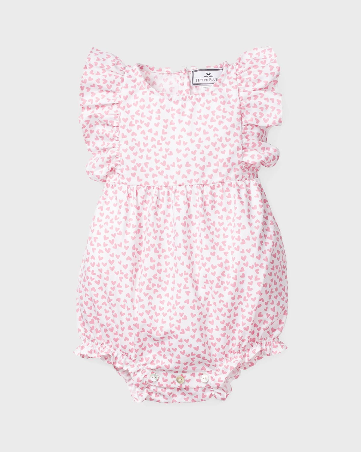 Petite Plume Kid's Sweethearts Ruffle Bubble Romper, Size 0-24M