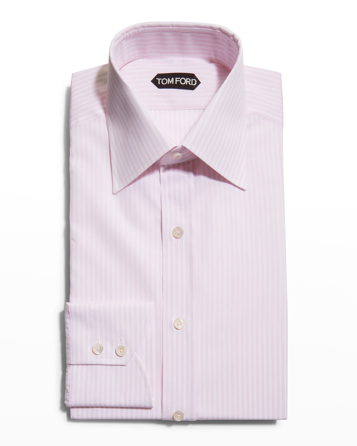TOM FORD Men's Hopsack Striped Point-Collar Dress Shirt | Neiman Marcus