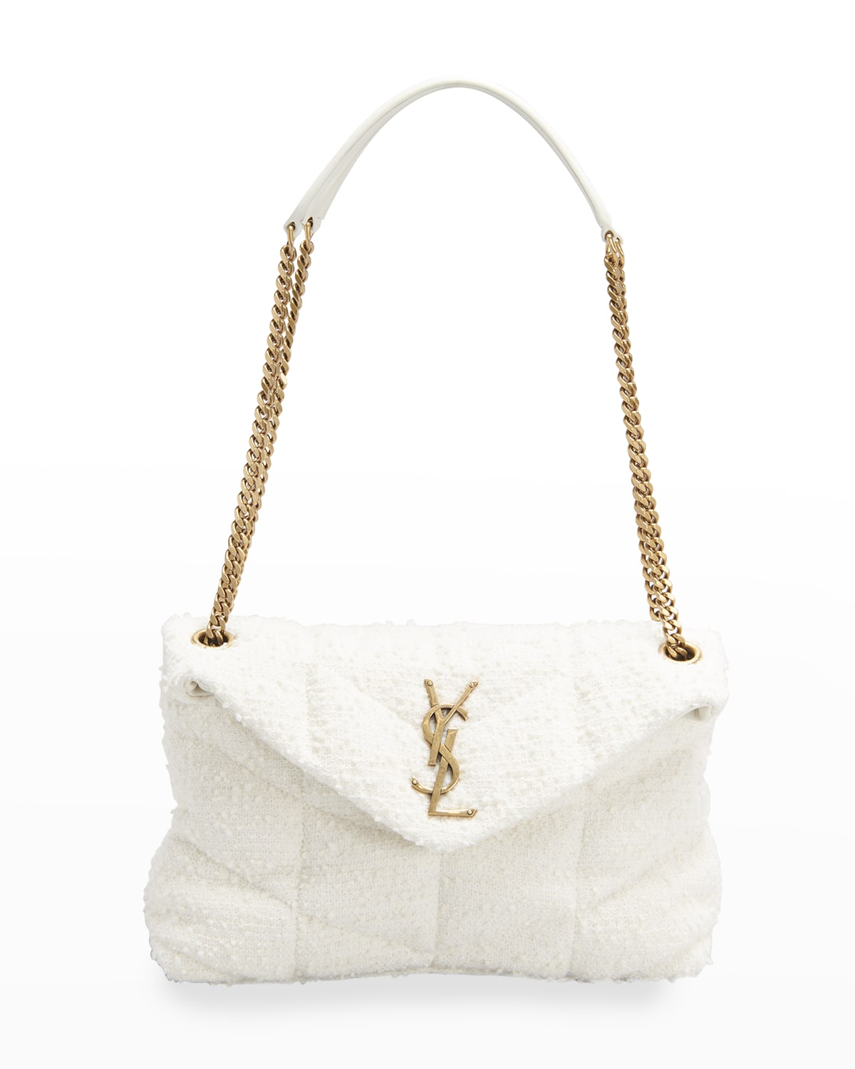 Saint Laurent Nolita Medium YSL Shearling Shoulder Bag | Neiman Marcus