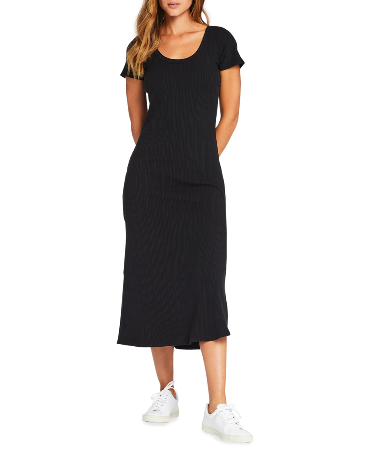 black cotton short sleeve dress