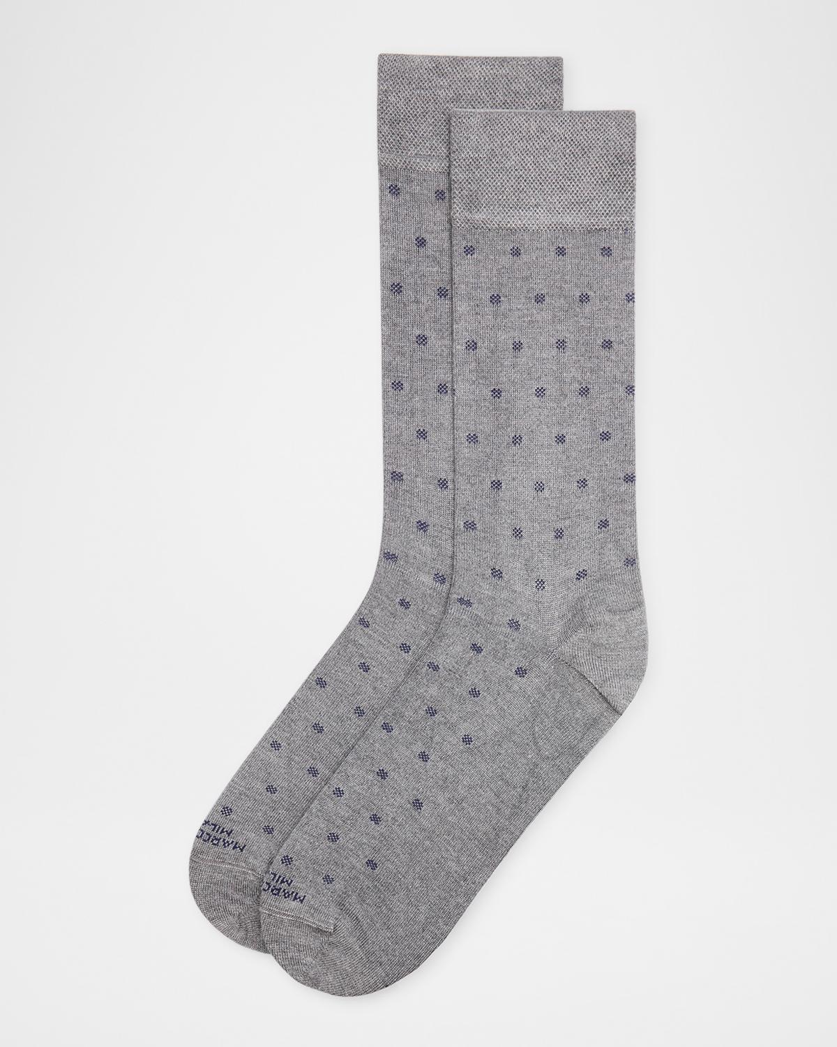 Marcoliani Men's Modal Cashmere Micro Polka Mid-Calf Socks