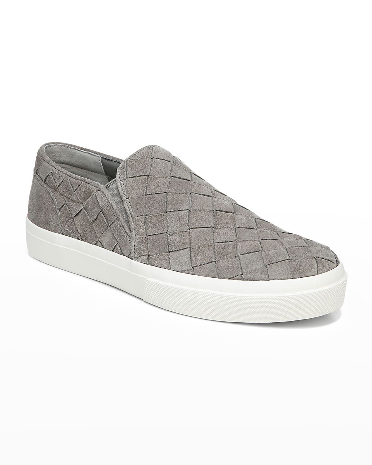 NEW Vince Suede Leather Slip On Sneaker Basketweave Gray Men's Today's only