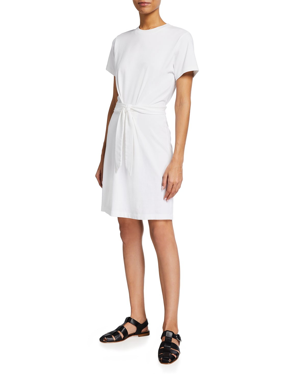 White Short Sleeve Shift Dress | Neiman Marcus