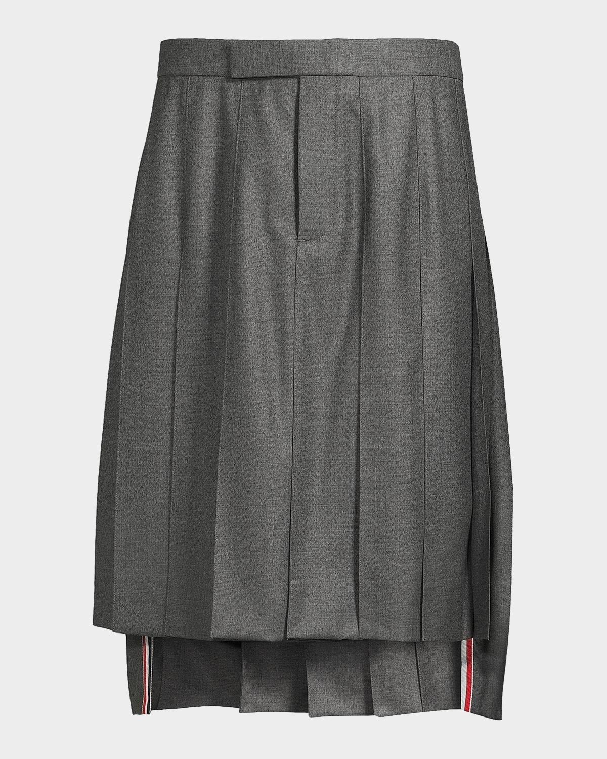 Thom Browne Pleated Wool Twill High-Low Skirt