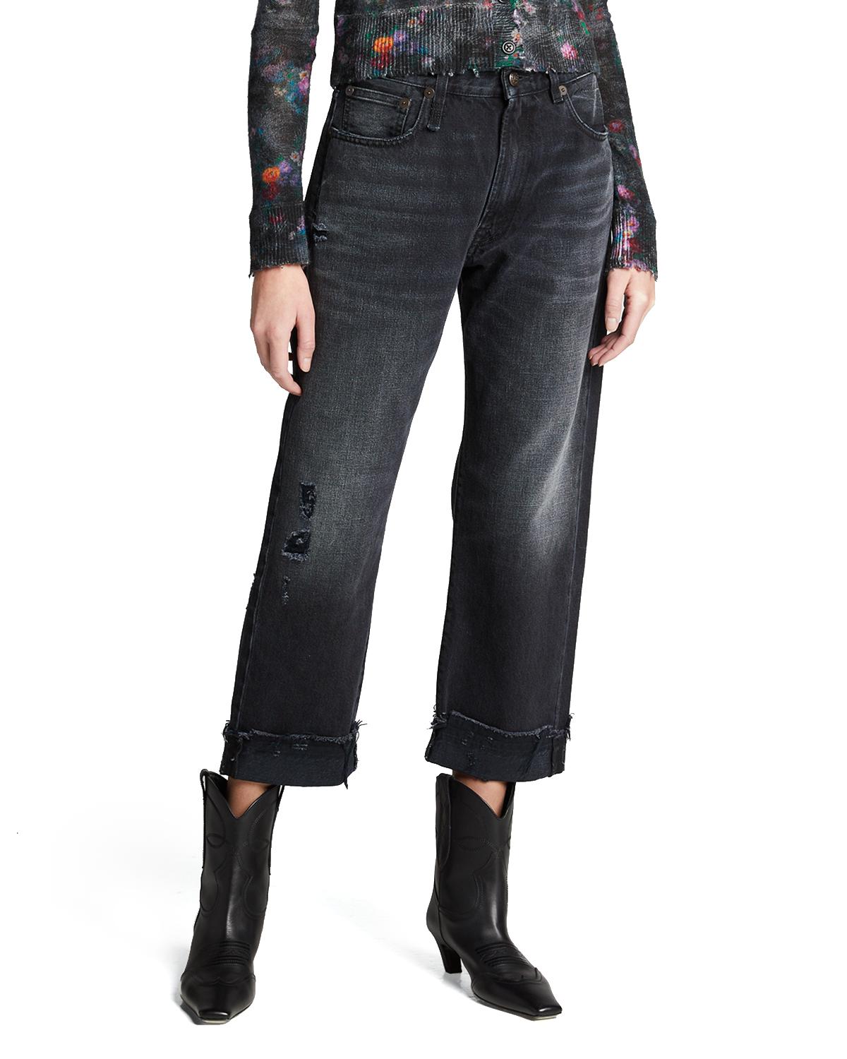 R13 Wide-Leg Cropped Boyfriend Jeans