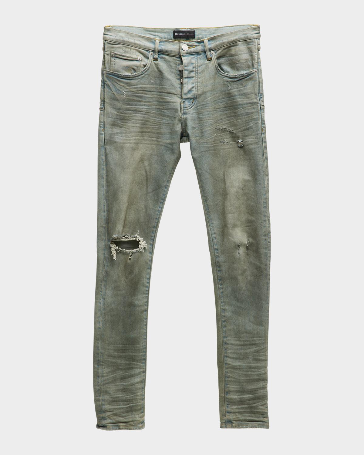 PURPLE Men's P001 Light Dirty Wax Skinny Jeans