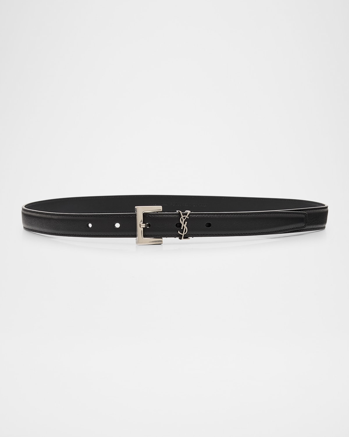 Saint Laurent Ysl Cintura Box Leather Belt In Black