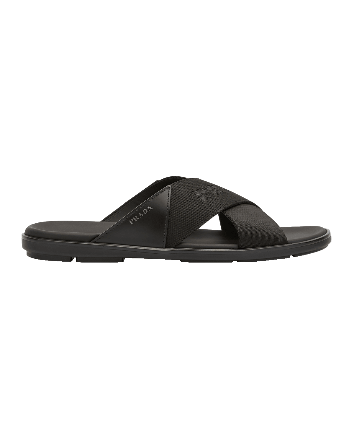 Prada Men's Nastro Web Logo Slide Sandals