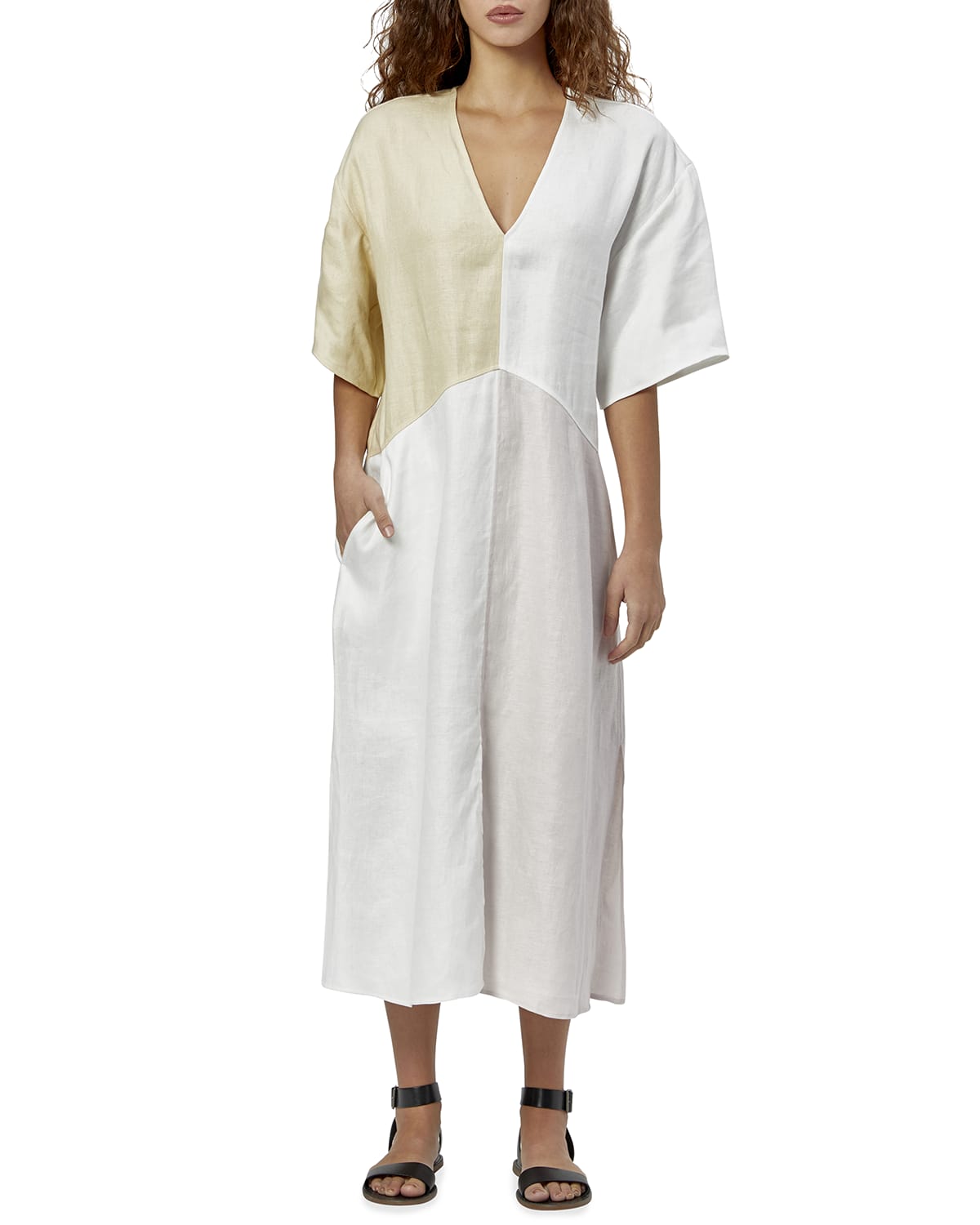 Fitted Linen Dress Neiman Marcus