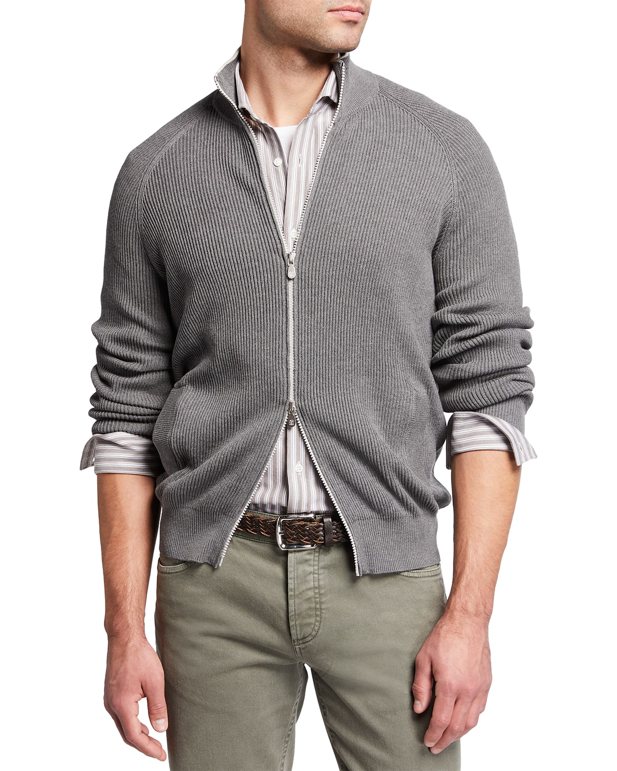 Brunello Cucinelli Men's Wool/Cashmere Crewneck Sweater | Neiman Marcus