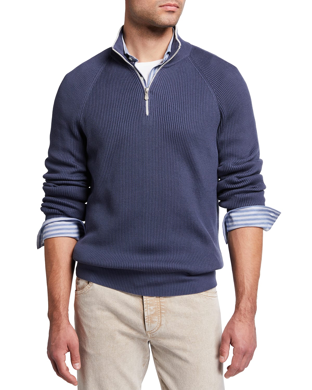 Brunello Cucinelli Men's Wool/Cashmere Crewneck Sweater | Neiman Marcus