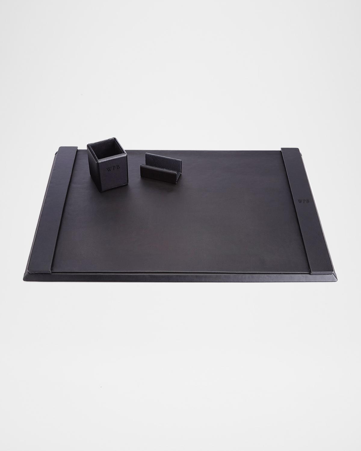 Monogrammed Leather Executive Desk Blotter & Accesory Set