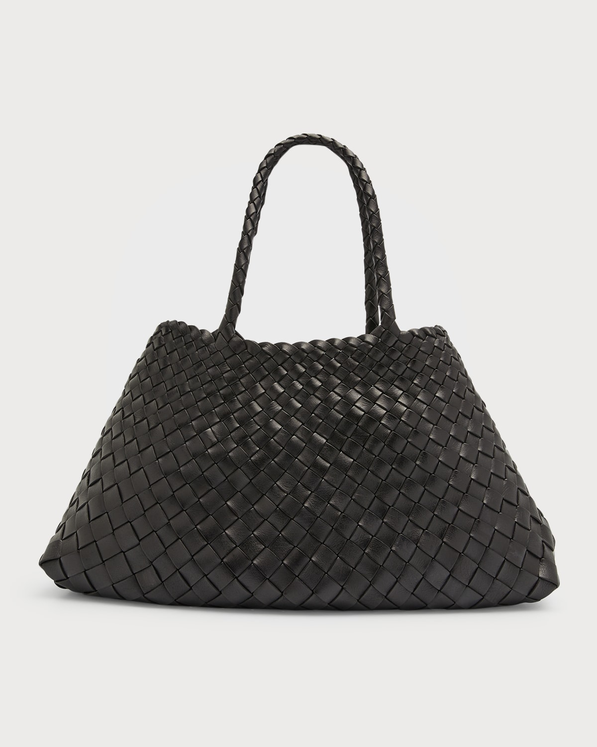 white woven leather bag