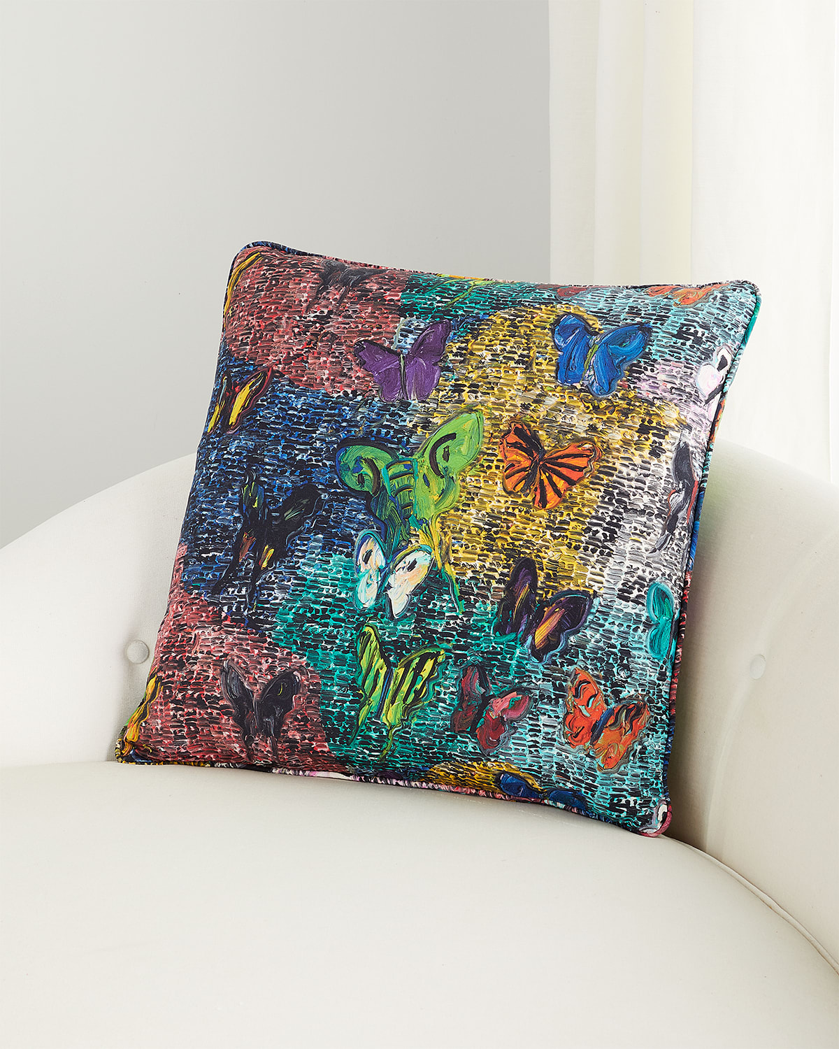Hunt Slonem Butterfly & Guardian Cotton Pillow, 22"