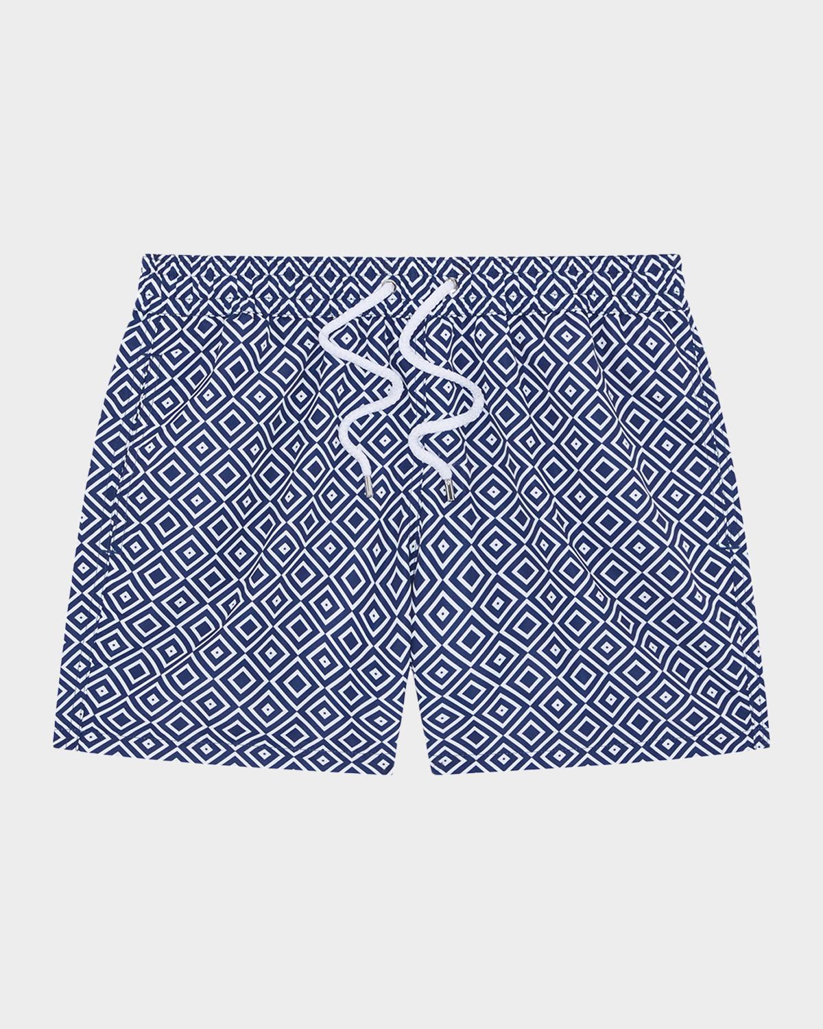 Frescobol Carioca Men's Angra Nylon Geometric Tile-Print Sport Swim Shorts