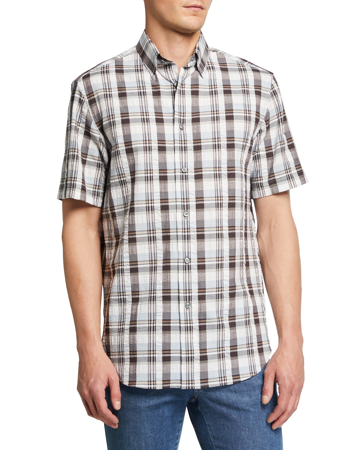 Peter Millar Men's Seaside Linen Short-Sleeve Sport Shirt | Neiman Marcus