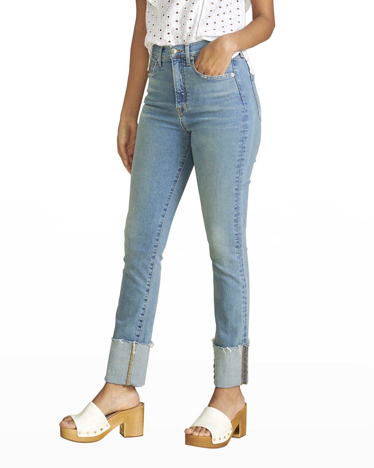 nydj relaxed straight leg cuff jeans