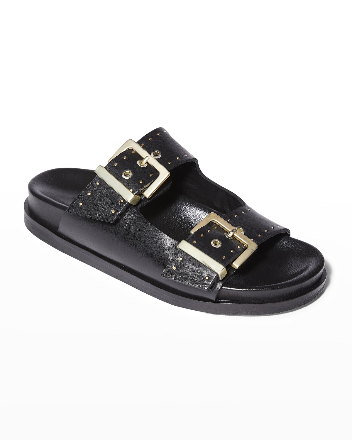 Alexander McQueen Hybrid Spike Double-Buckle Slide Sandals | Neiman Marcus