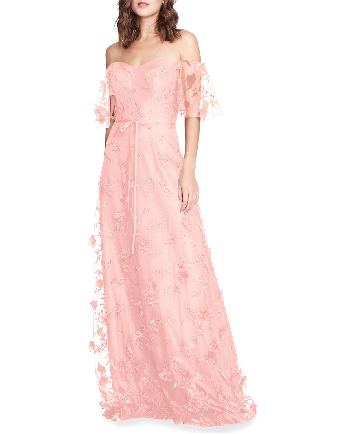 marchesa notte off the shoulder