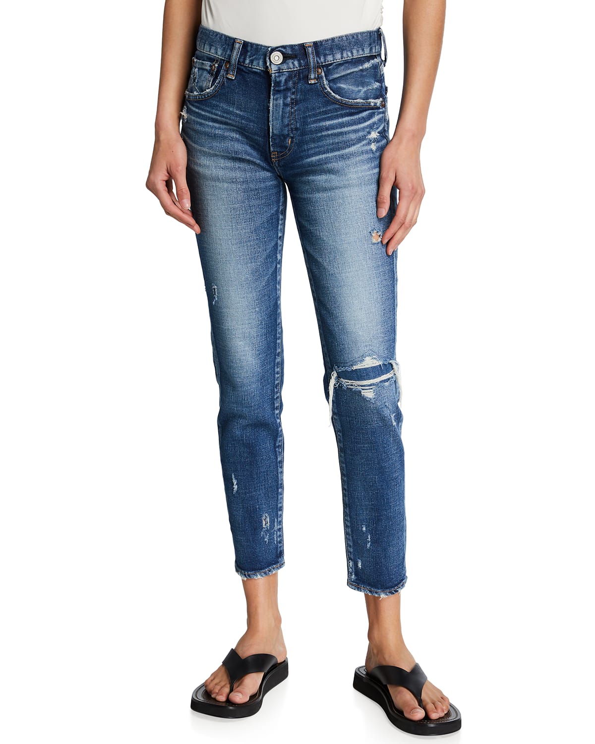 FRAME Le High Skinny Velvet Tux Ankle Jeans Neiman Marcus