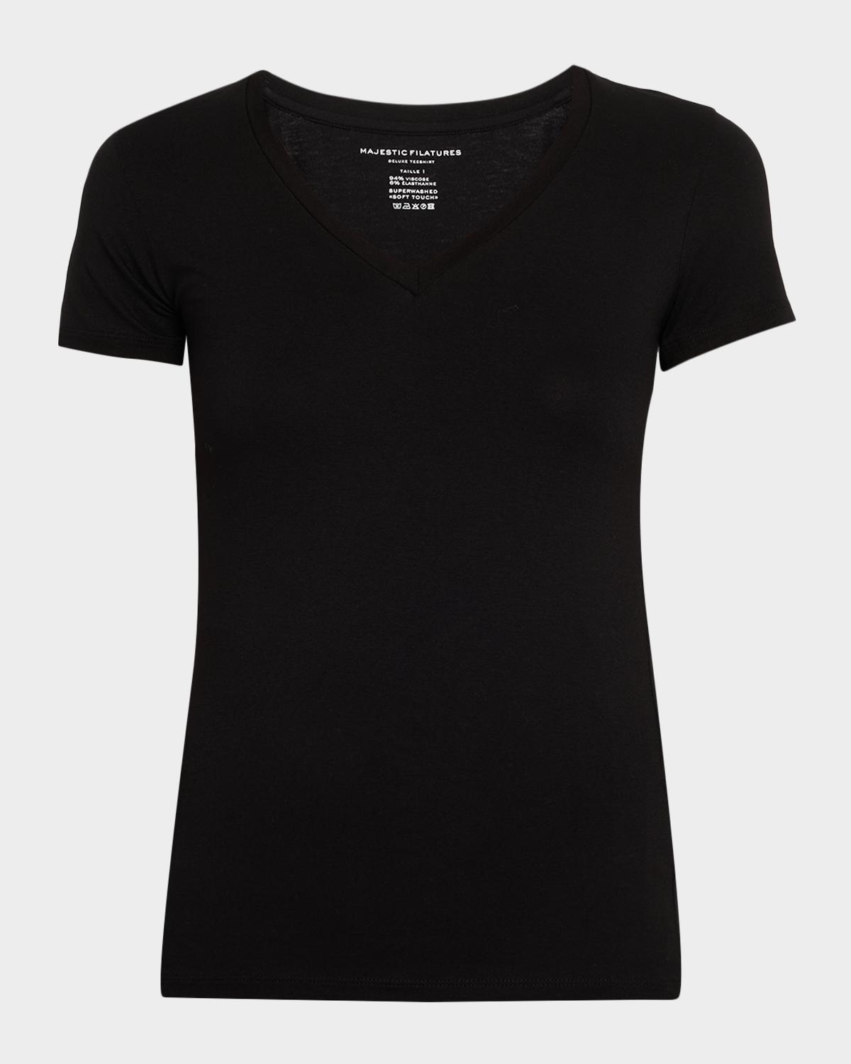 Majestic Filatures Soft Touch Short-Sleeve V-Neck Top